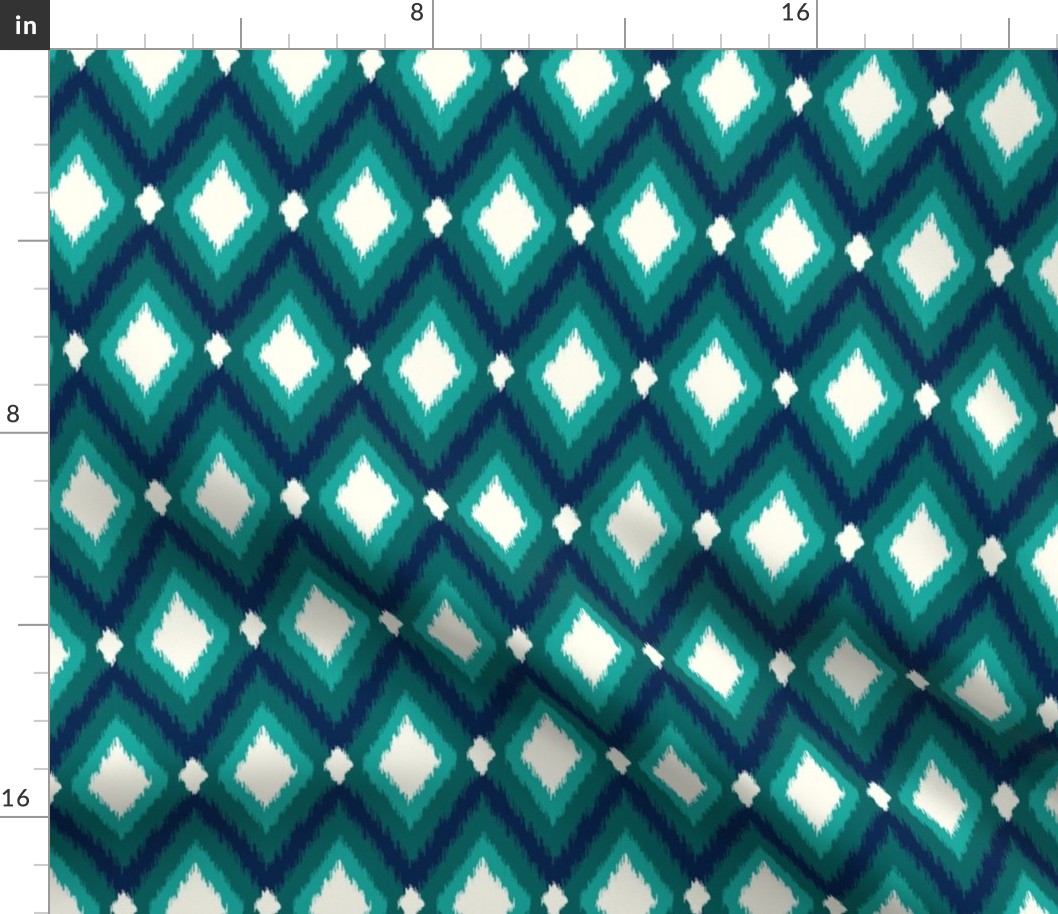 Navy and Teal Tribal Ikat Chevron