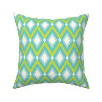 Turquoise and Lime Tribal Ikat Chevron