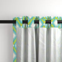 Turquoise and Lime Tribal Ikat Chevron