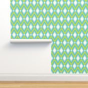 Turquoise and Lime Tribal Ikat Chevron