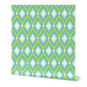 Turquoise and Lime Tribal Ikat Chevron