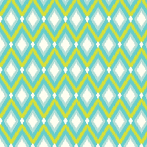 Turquoise and Lime Tribal Ikat Chevron