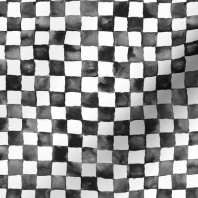 small watercolor checker, 1/2" squares - black and white