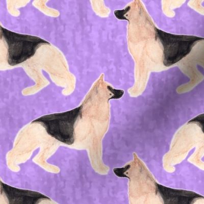 German Shepherd dog watercolor profile - purple