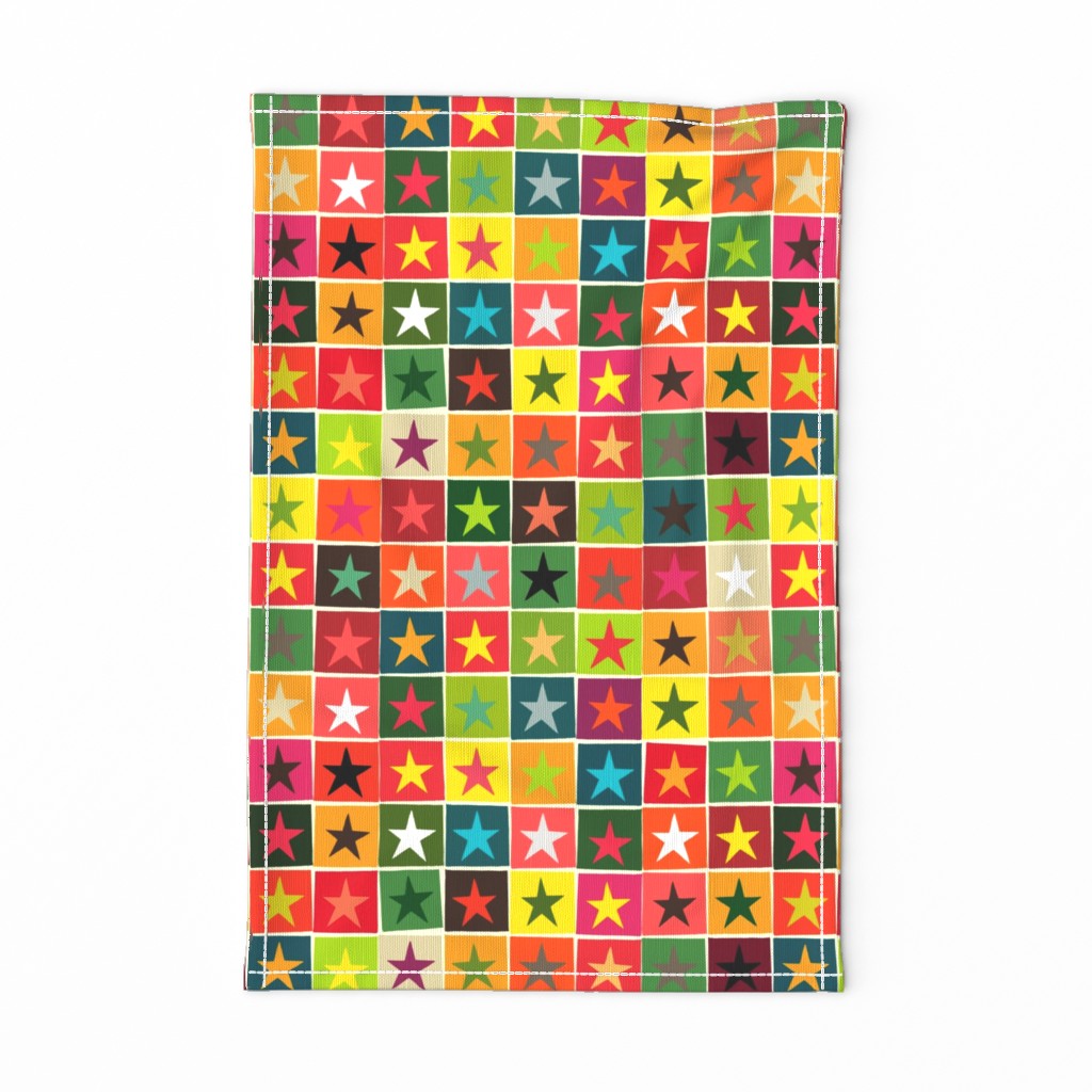 christmas boxed stars tea towel