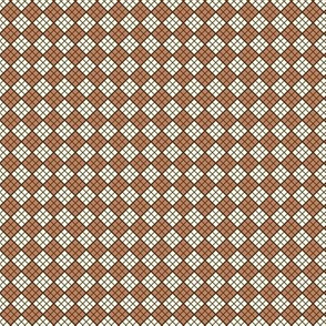 Cream Rust Dk Brown Plaid Diagonal.