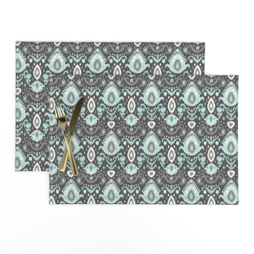 Gray and Aqua Ikat