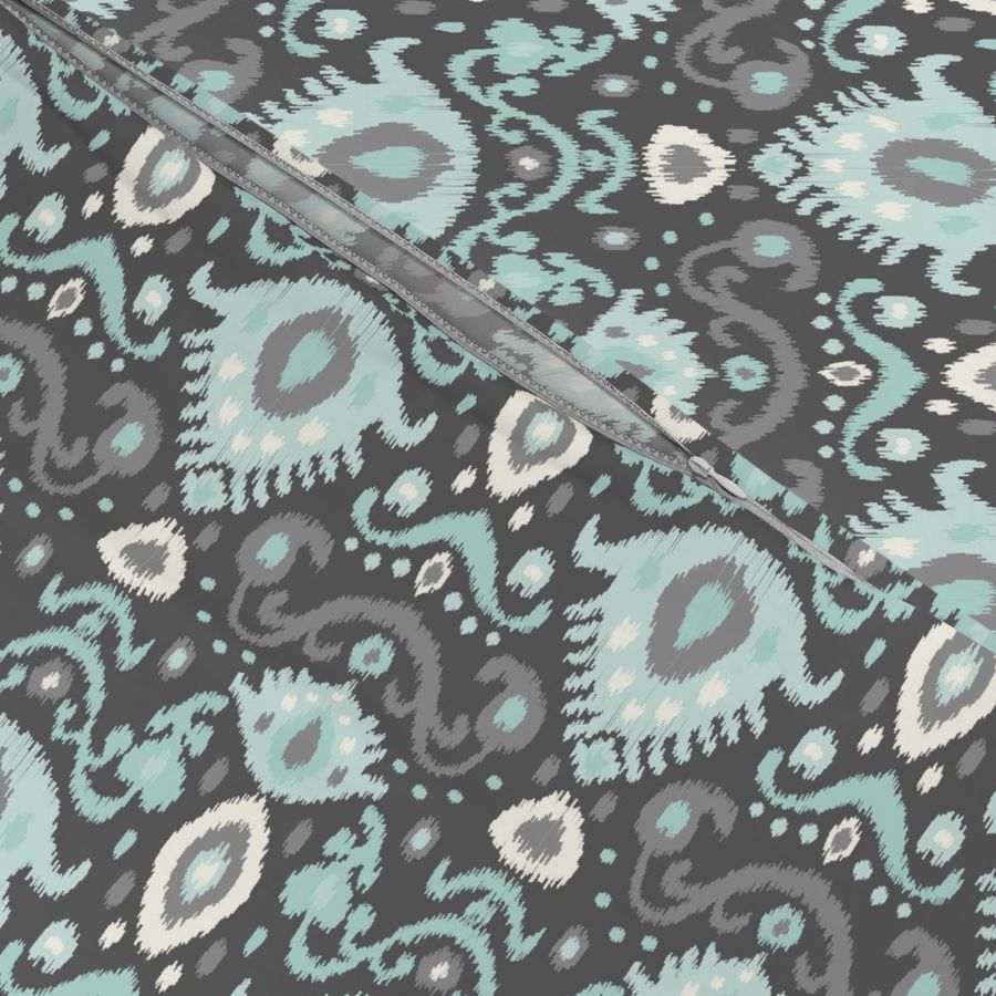 Gray and Aqua Ikat