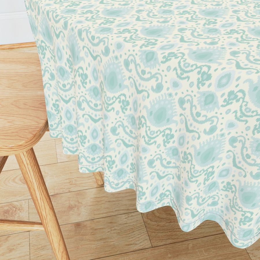 Ivory and Mint Ikat