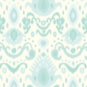 Ivory and Mint Ikat