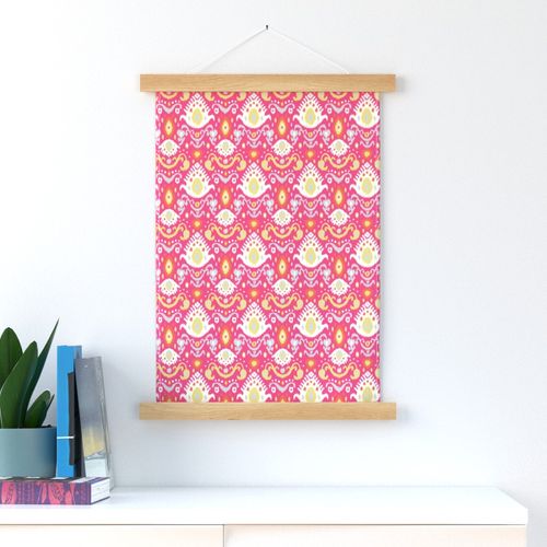 Pink Coral and Yellow Ikat