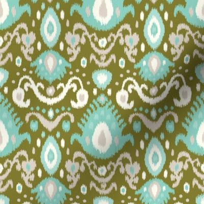 Olive and Aqua Ikat