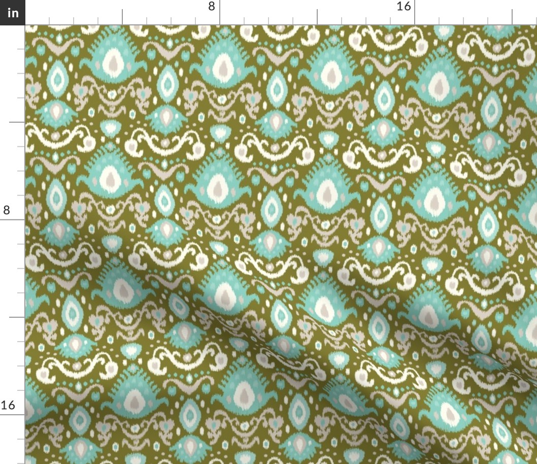 Olive and Aqua Ikat