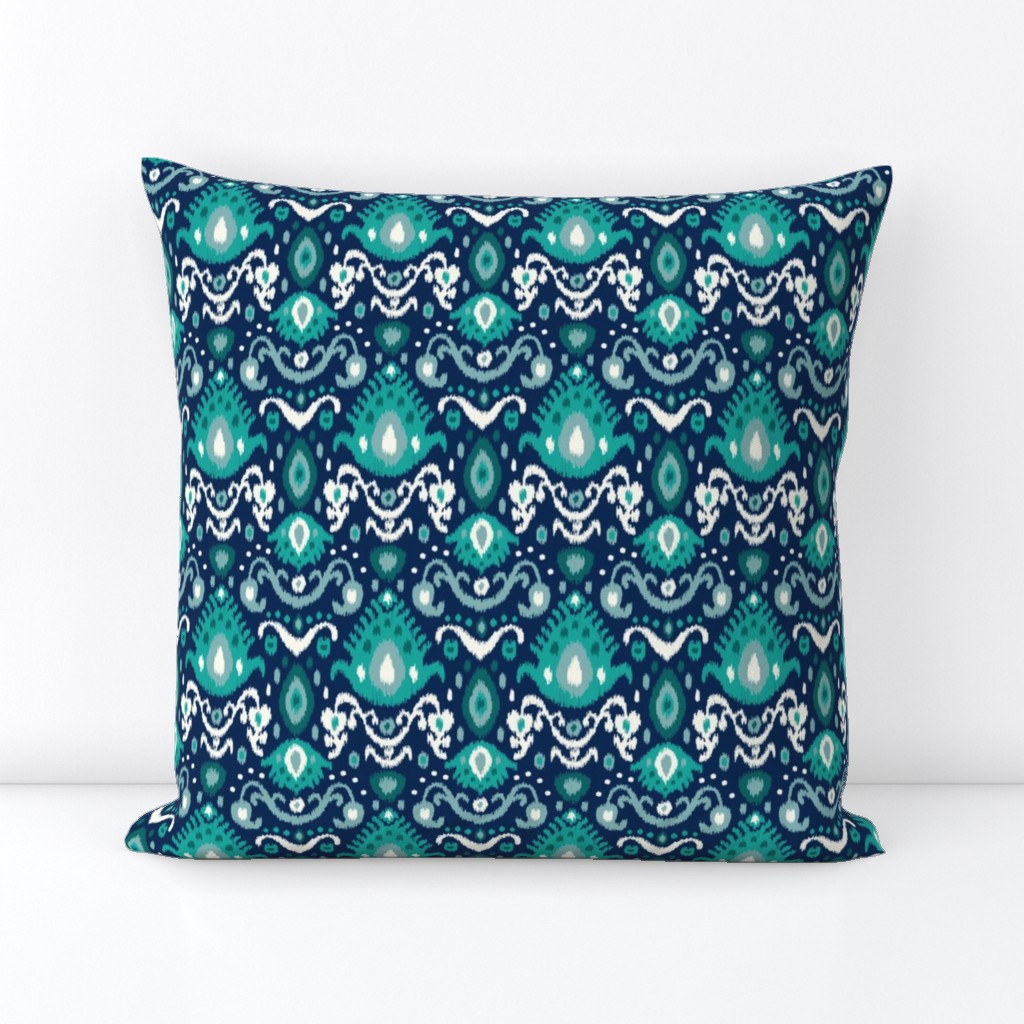 Navy and Teal Ikat