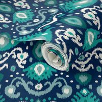 Navy and Teal Ikat