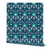 Navy and Teal Ikat