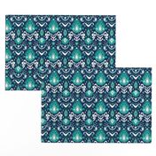 Navy and Teal Ikat