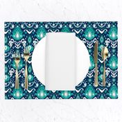 Navy and Teal Ikat