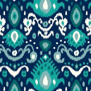 Navy and Teal Ikat