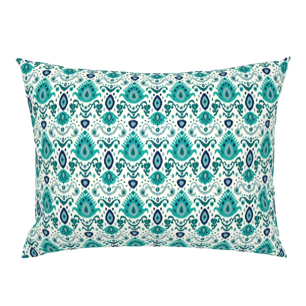 Ivory Teal and Navy Ikat