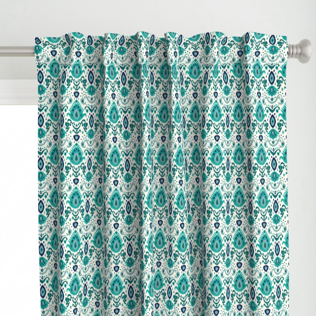 Ivory Teal and Navy Ikat