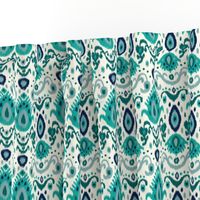 Ivory Teal and Navy Ikat