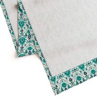 Ivory Teal and Navy Ikat