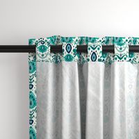 Ivory Teal and Navy Ikat