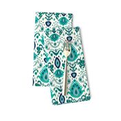 Ivory Teal and Navy Ikat