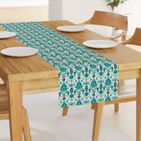 Ivory Teal and Navy Ikat