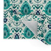 Ivory Teal and Navy Ikat