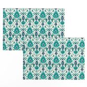 Ivory Teal and Navy Ikat