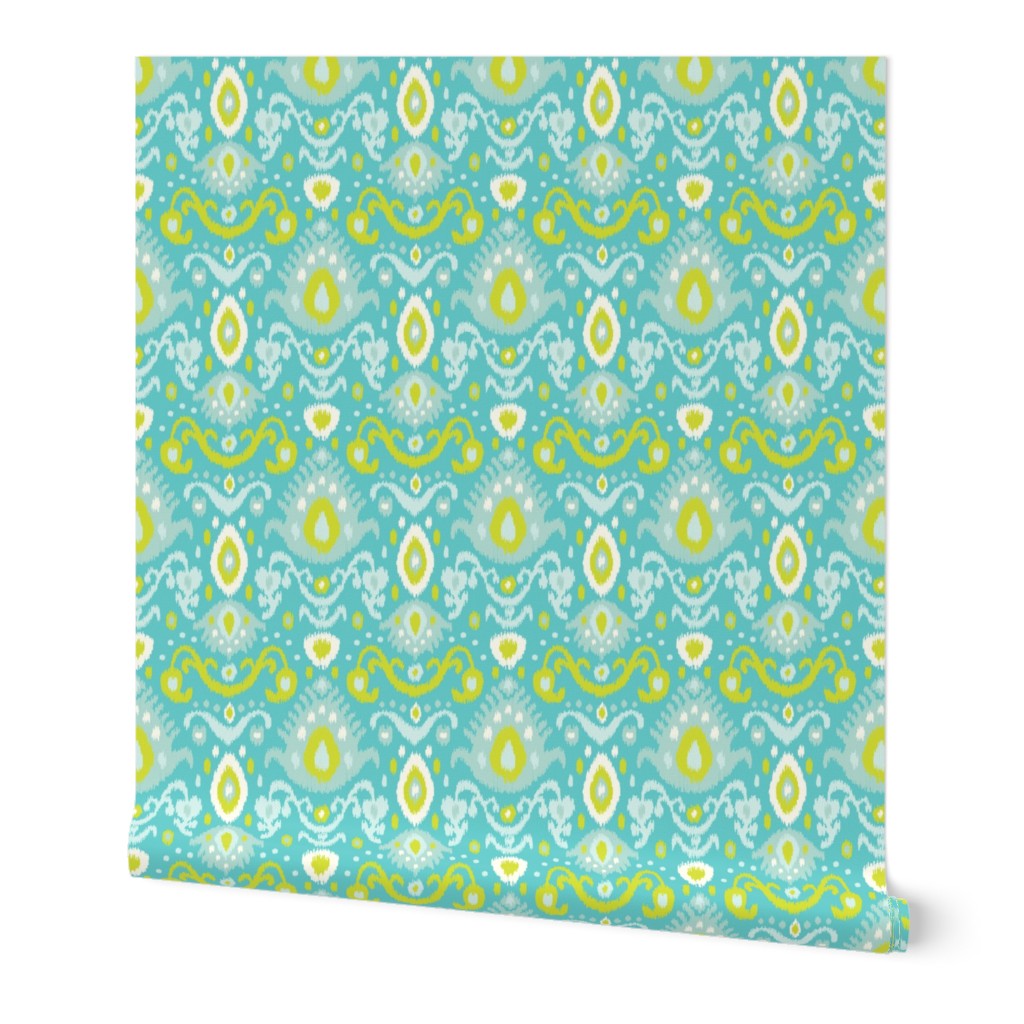 Turquoise and Lime Ikat