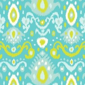 Turquoise and Lime Ikat