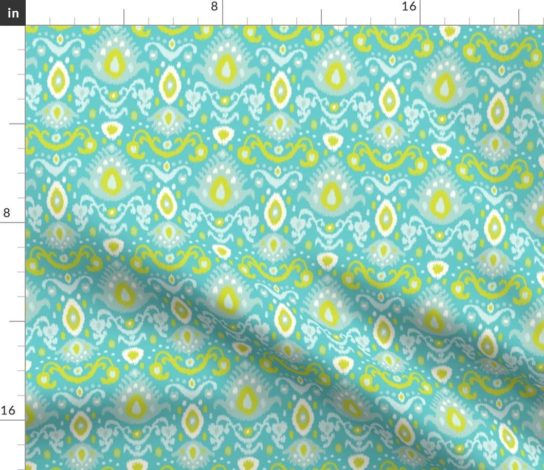 Turquoise and Lime Ikat