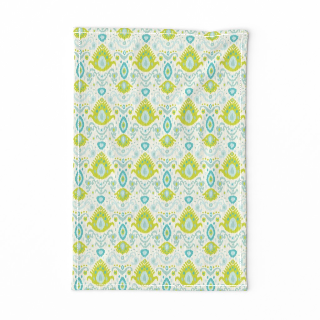 Ivory Lime and Turquoise Ikat