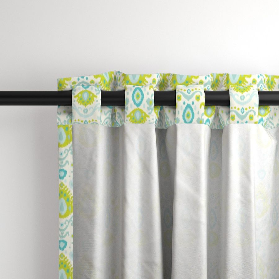 Ivory Lime and Turquoise Ikat