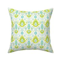 Ivory Lime and Turquoise Ikat