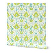 Ivory Lime and Turquoise Ikat