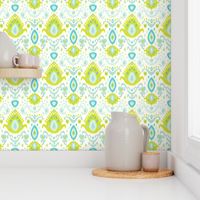 Ivory Lime and Turquoise Ikat