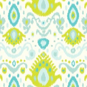 Ivory Lime and Turquoise Ikat