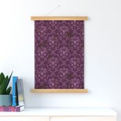 Orchid and Purple Skull Damask Distressed