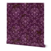 Orchid and Purple Skull Damask Distressed