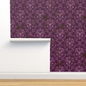 Orchid and Purple Skull Damask Distressed