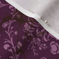 Orchid and Purple Skull Damask Distressed