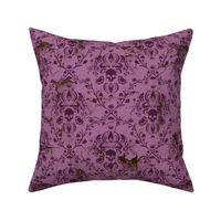 Plum and Orchid Skull Damask Distressed