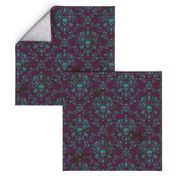 Teal on Plum Damask Distressed