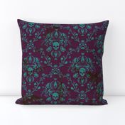 Teal on Plum Damask Distressed