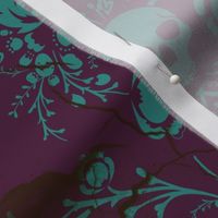 Teal on Plum Damask Distressed