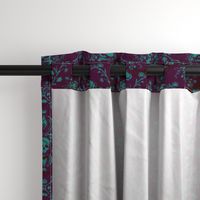 Teal on Plum Damask Distressed